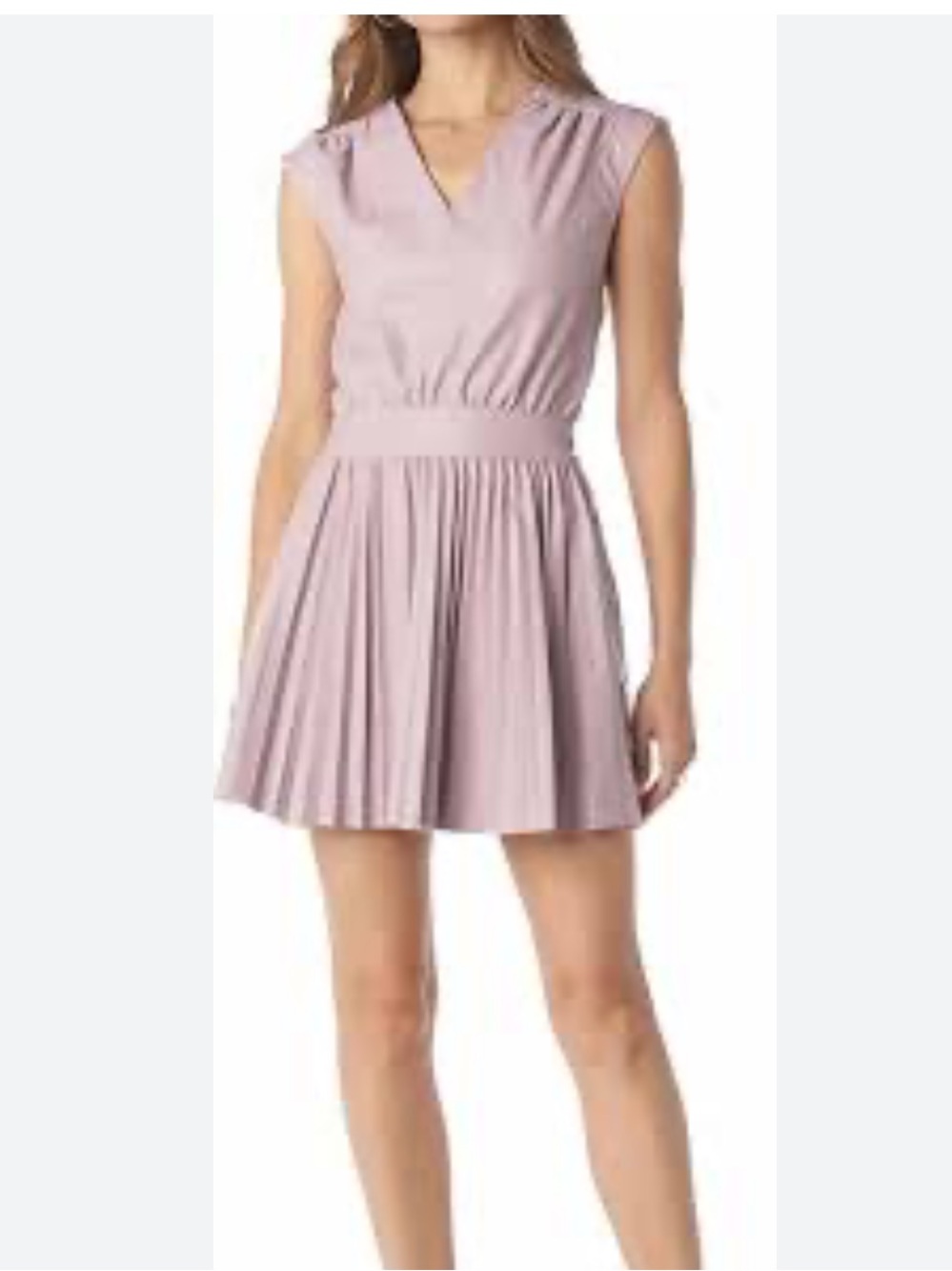 Sleeveless Pleated Faux Leather Dress in Lavender XS